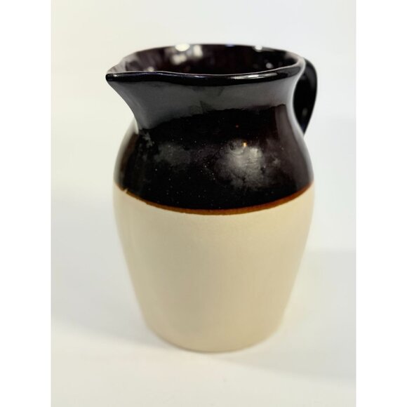 Roseville Stoneware Pitcher Vase RRP Made in USA. Beige/Brown Two Toned Farmhous - Picture 7 of 12